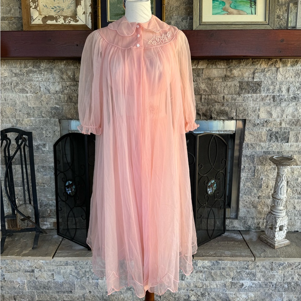 Vintage 1950s Peignor Set Chiffon Lace X Small small - Picture 12 of 15